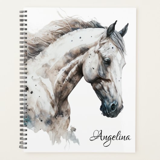 Planner – Waterverf Paard Wit (Voorkant)