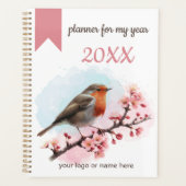 Planner Waterverf Robin met kersenbloesems (Voorkant)