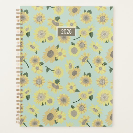 Planner Zonnebloem Geel Oranje Bloemmotief (Voorkant)