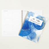 Planneur d'art d'encre d'alcool bleu et or (Devant avec enveloppe)