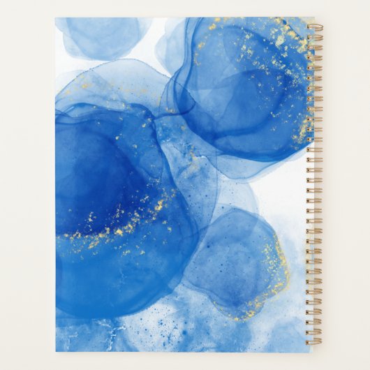 Planneur d'art d'encre d'alcool bleu et or (Dos)