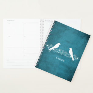 Planneur de vigne floral Lovebirds bleu