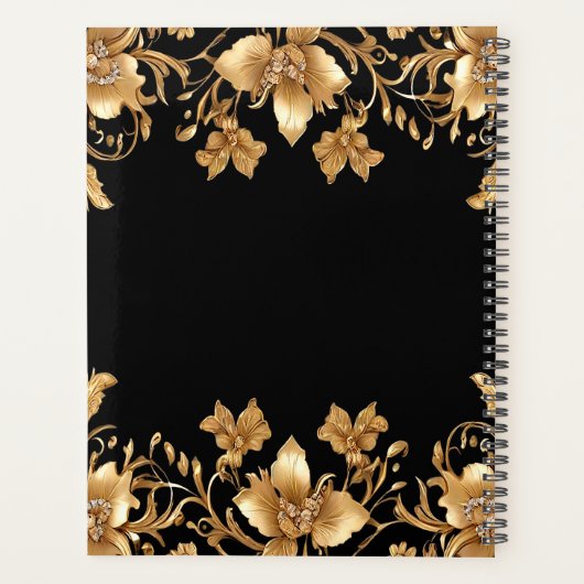 Planneur Floral Orné Noir Or (Dos)