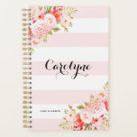 Planneur Floral Personnalisé<br><div class="desc">Illustrations féminines et élégantes de peonies roses, fleurs et feuillage. Ce planificateur botanique rose sera parfait comme cadeau personnalisé.</div>