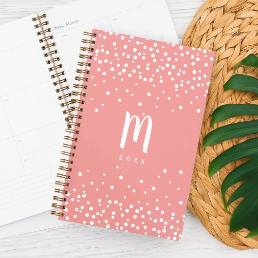 Planneur Monogramme Confetti Dots | Corail