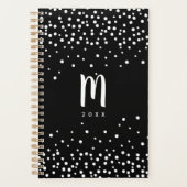Planneur Monogramme Confetti Dots | Noir & Blanc (Devant)
