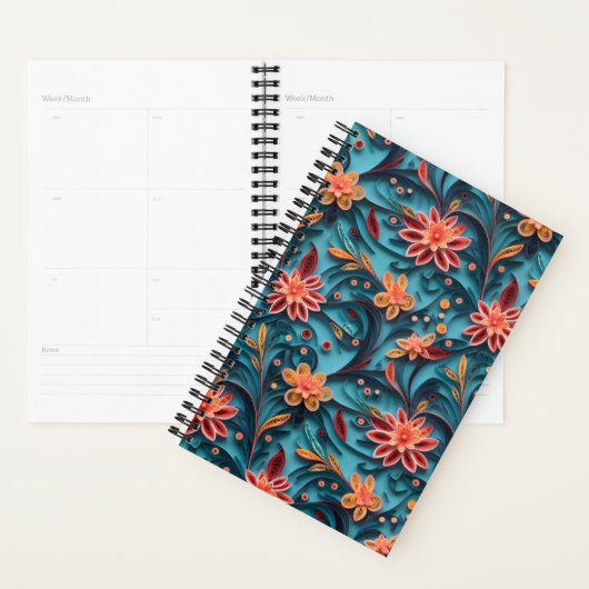 Planneur motif en papier floral transparent (Devant avec enveloppe)