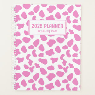 Planneur personnalisé d'impression de vache rose e