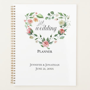 Planning Pink Watercolor Floral Heart Wedding