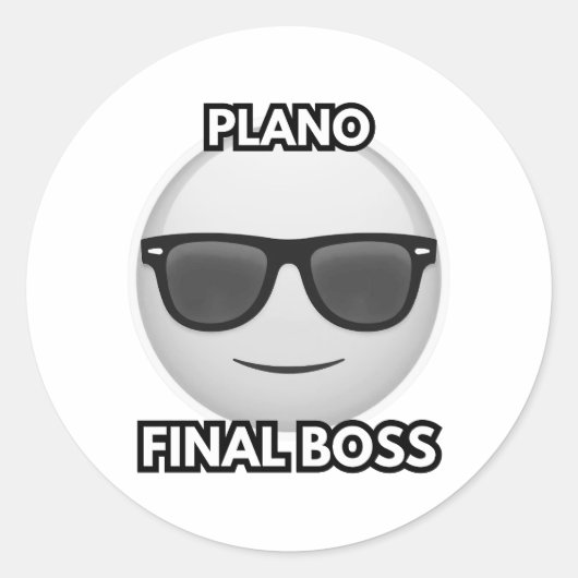 Plano Eindbaas Cool Gezicht Emoji Ronde Sticker (Voorkant)
