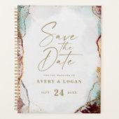 Plans de mariage Abstraits Aqua Red & Gold Winter  (Devant)