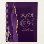 Plans de mariage Agate Geode Script Violet Or Prun (Devant)