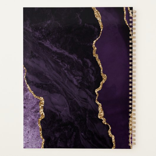 Plans de mariage Agate Geode Script Violet Or Prun (Dos)