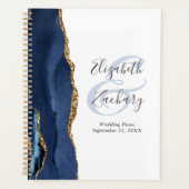 Plans de mariage bleu marine or écriture Agate Geo (Devant)