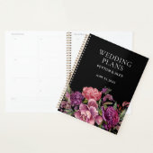 Plans de Mariage botanique rose violet noir (Devant avec enveloppe)