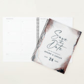 Plans de Mariage d'or Abstrait Ethereal Navy et Ro (Devant avec enveloppe)