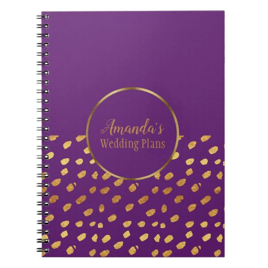 Plans de mariage élégants violet et or Journal (Devant)