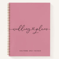 Plans de mariage rose mauve joli cahier coeur