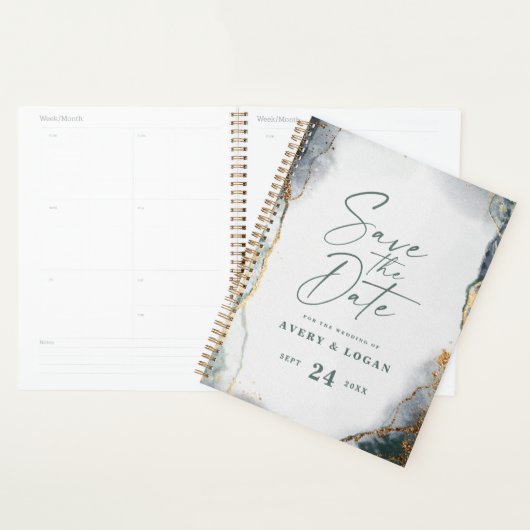 Plans de mariage verts éthérés abstraits à l'eucal (Devant avec enveloppe)