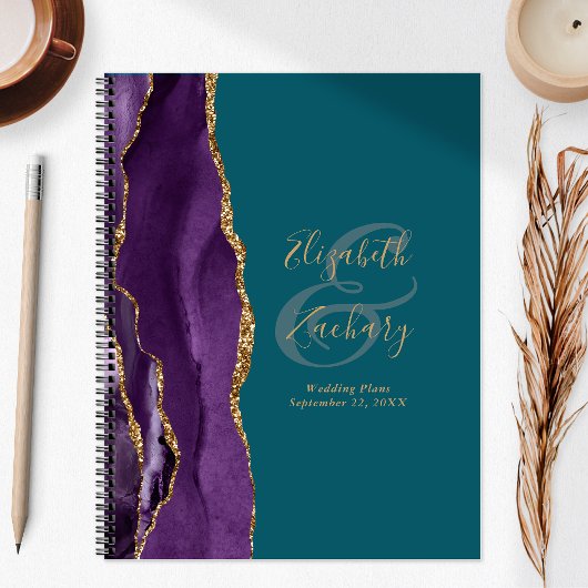 Plans de mariage violet or sarcelle Agate Geode Sc