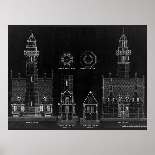 Plans du phare de tableau noir (Devant)
