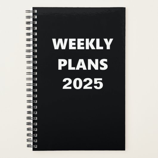 Plans hebdomadaires 2025 Simple Noir Blanc Design (Devant)