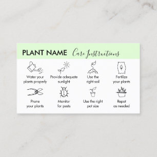 Plant Care Tips Instructies voor Plant Enthusiast Visitekaartje