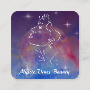 *~* Plant Cosmic Moon Goddess Floral QR Botanisch Vierkante Visitekaartje