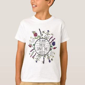 Plant deze redden de botanische bloemen van de bij t-shirt