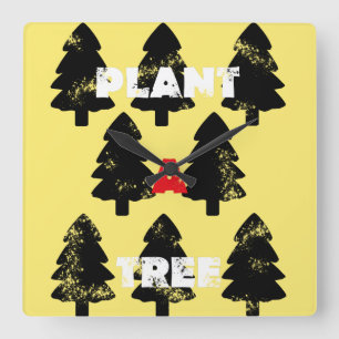 Plant Een Boom Minimalistische Wandklok Vierkante Klok