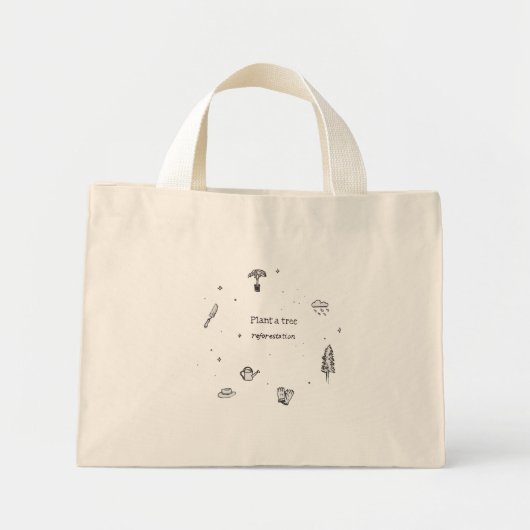 Plant een boomherbebossingsontwerp Mini Canvas tas (Voorkant)