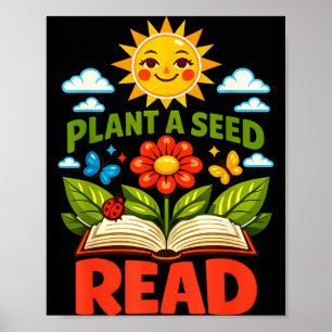 Plant een zaadje lees lezer boek bibliotheek grapp poster