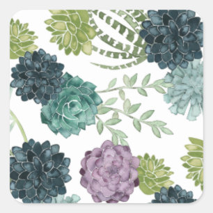Plant geluk Collectie Succulent Patroon Vierkante Sticker
