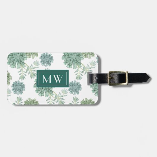 Plant Geluk | Succulent Patroon Bagagelabel (Voorkant horizontaal)