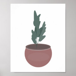 Plant in Clay Pot Green Leaf Wall Art Poster