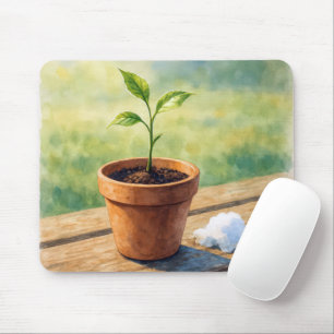 Plant In Kleipot Met Sneeuwhoop Muismat