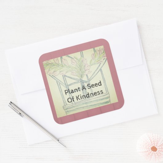 Plant Kindness Vierkante Sticker (Envelop)