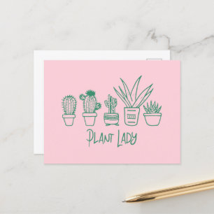 Plant Lady Cactus Succulent Gardening Lover Briefkaart
