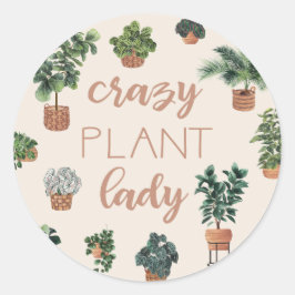 Plant Lady Illustratie Ronde Sticker