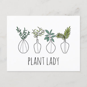 Plant Lady lijn Kunst Planten Illustratie Briefkaart