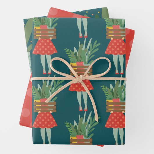Plant Lady Wrapping Paper Flat Sheet Set 3 (In situ)