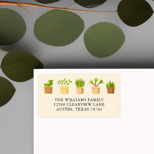 Plant Lover Cute Succulous Botany Return Address Etiket