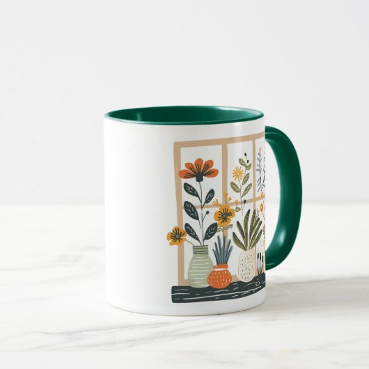 Plant Lover Potted Planten op Window Coffee Mok (Voorkant rechts)