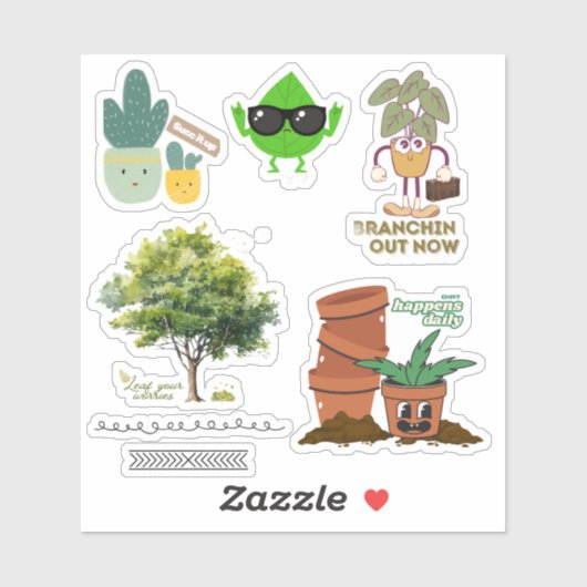 Plant Lover Sticker Sheet—Punny Mix (Feuille)