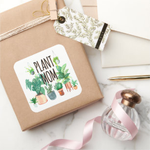 Plant mam - tuinbouw, planter cadeau voor mam vierkante sticker