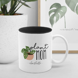 Plant mama   Kute Personated Plant Lover Tweekleurige Koffiemok