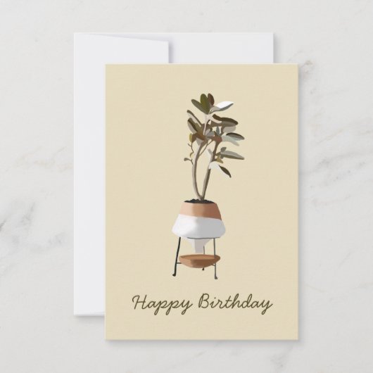 Plant met mediterraan potlood Happy Birthday-kaart Kaart (Voorkant)