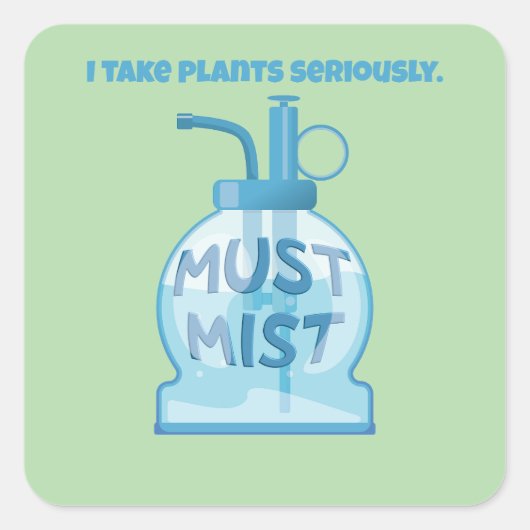Plant mister misting pot plants vierkante sticker (Voorkant)
