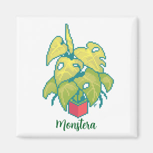 Plant monstera pixelart, Pixel Art Magneet