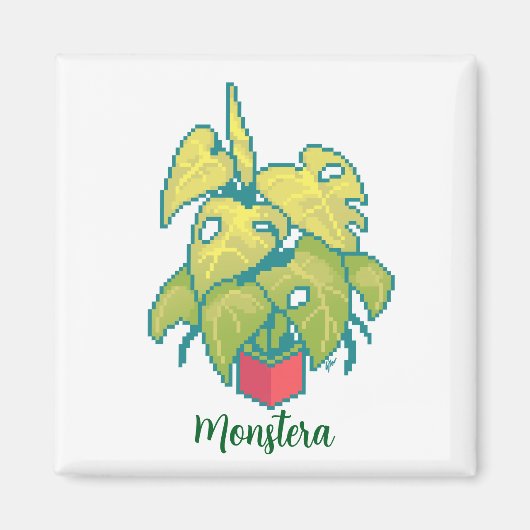 Plant monstera pixelart, Pixel Art Magneet (Voorkant)